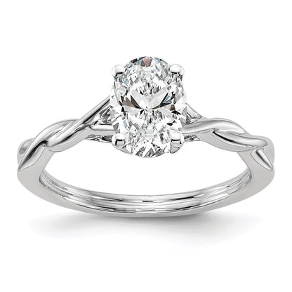 14k White Gold Twist Solitaire Peg Set Engagement Ring Mounting