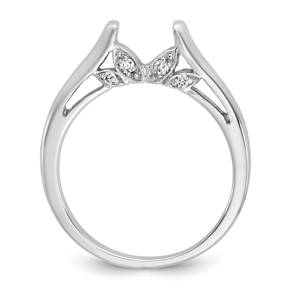 14k White Gold Peg Set 1/10 carat Diamond Leaf Design Semi-mount Solitaire Engagement Ring