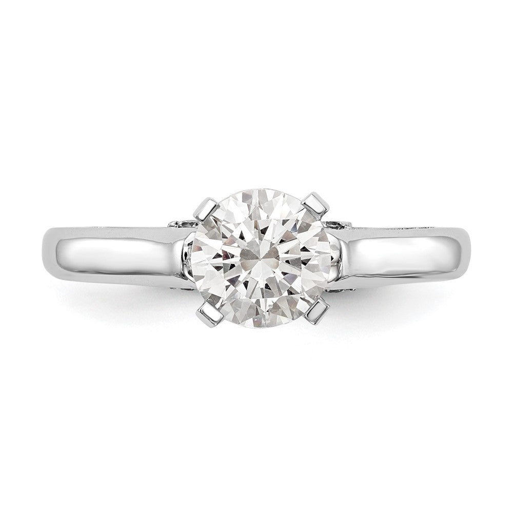 14k White Gold Peg Set 1/10 carat Diamond Leaf Design Semi-mount Solitaire Engagement Ring