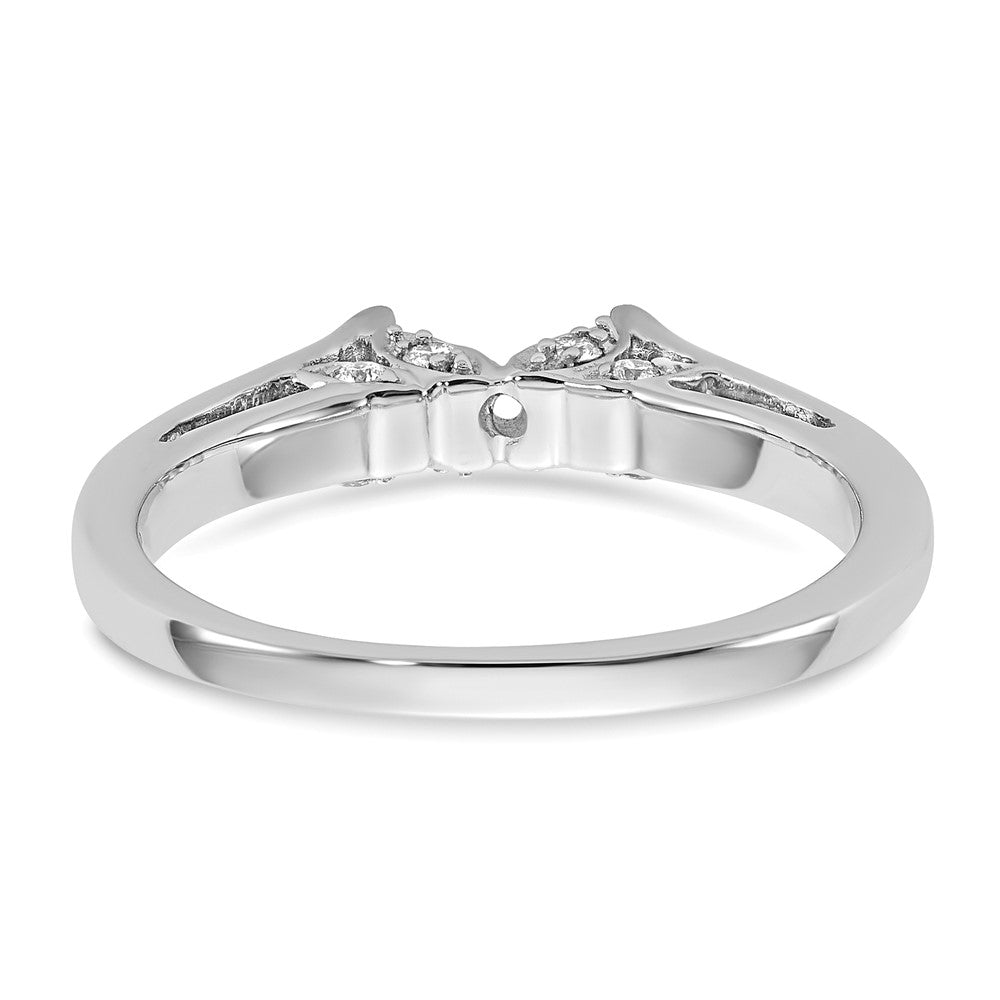 14k White Gold Peg Set 1/10 carat Diamond Leaf Design Semi-mount Solitaire Engagement Ring