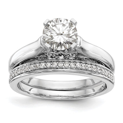 14k White Gold Peg Set 1/10 carat Diamond Leaf Design Semi-mount Solitaire Engagement Ring