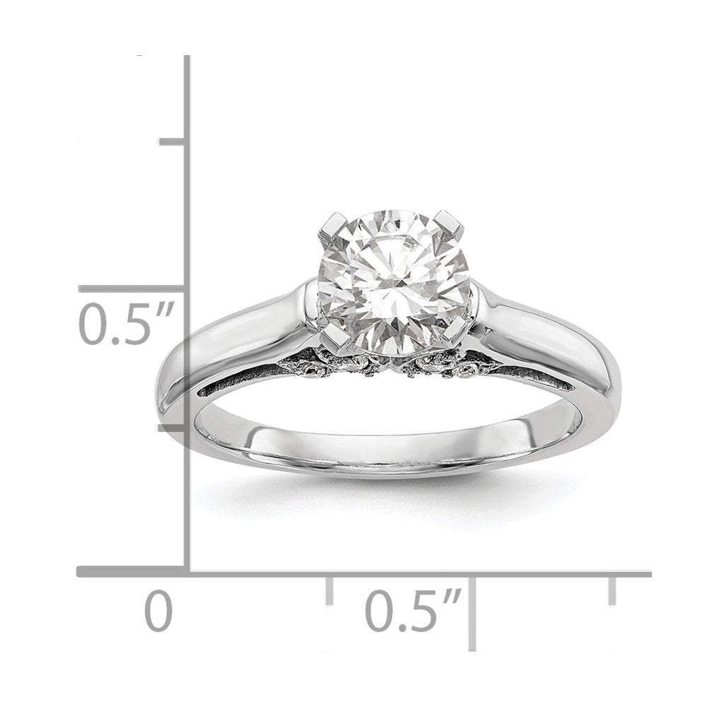 14k White Gold Peg Set 1/10 carat Diamond Leaf Design Semi-mount Solitaire Engagement Ring