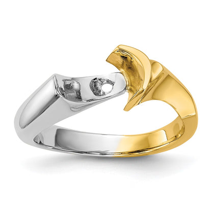 14k Two-tone Peg Set Solitaire Engagement Ring Mounting