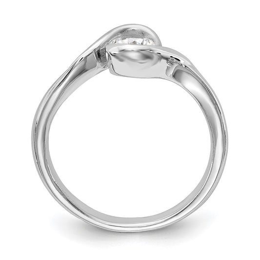 14k White Gold (Holds 1/2 carat (5.2mm) Round) Half-Bezel Bypass Solitaire Engagement Ring Mounting