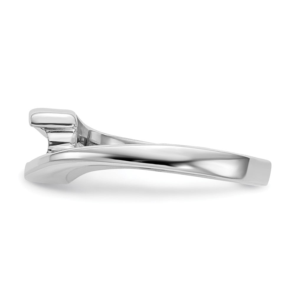 14k White Gold (Holds 1/2 carat (5.00mm) Round) Half-Bezel Bypass Solitaire Engagement Ring Mounting