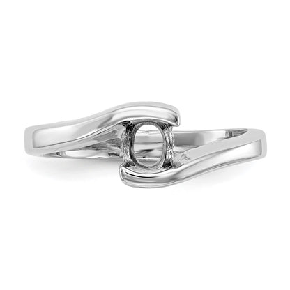 14k White Gold (Holds 1/2 carat (5.00mm) Round) Half-Bezel Bypass Solitaire Engagement Ring Mounting