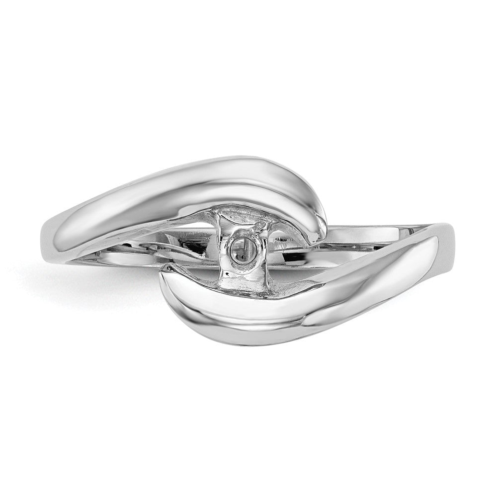 14k White Gold Peg Set Bypass Solitaire Engagement Ring Mounting
