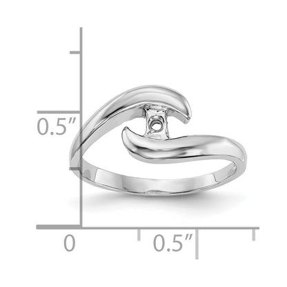 14k White Gold Peg Set Bypass Solitaire Engagement Ring Mounting