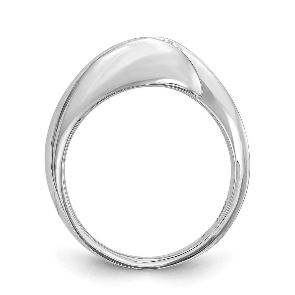 14k White Gold (Holds 1/2 carat (5.2mm) Round) Half-Bezel Bypass Solitaire Engagement Ring Mounting