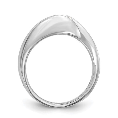 14k White Gold (Holds 1/2 carat (5.2mm) Round) Half-Bezel Bypass Solitaire Engagement Ring Mounting