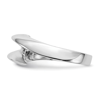 14k White Gold (Holds 1/2 carat (5.2mm) Round) Half-Bezel Bypass Solitaire Engagement Ring Mounting