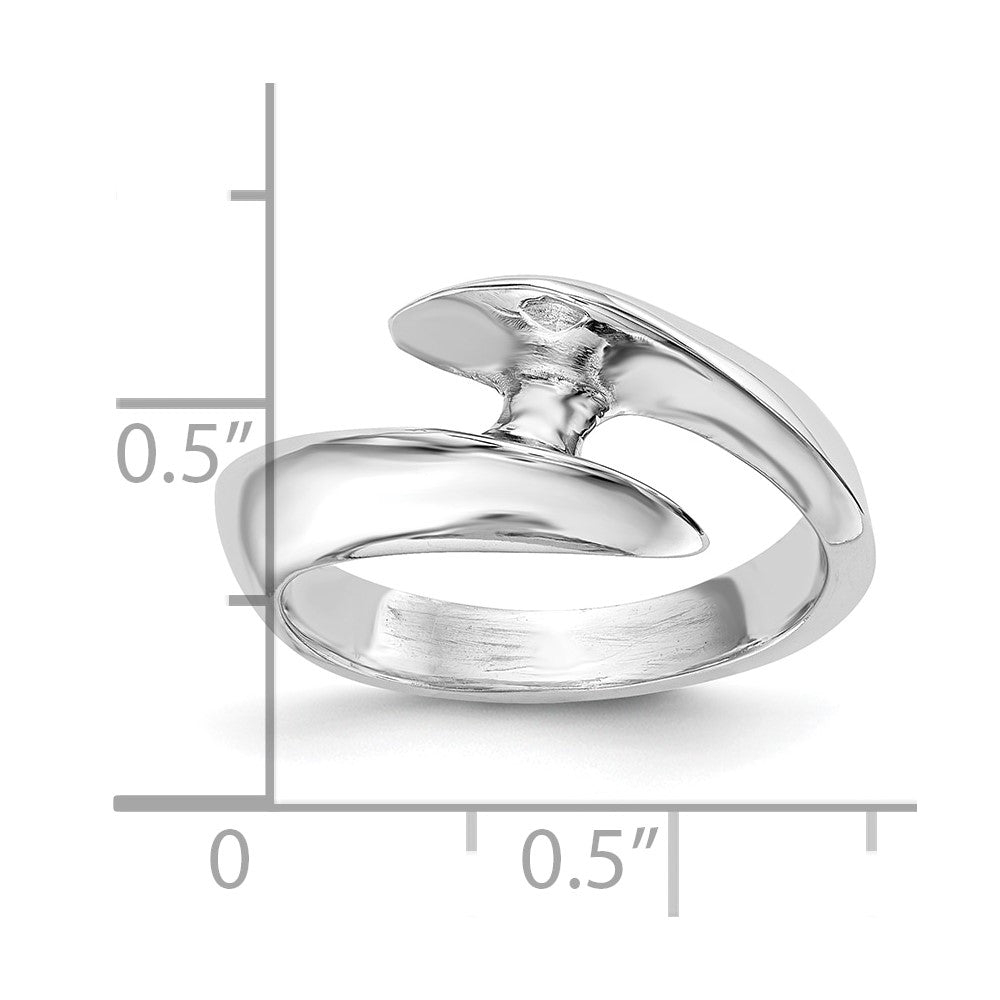14k White Gold (Holds 1/2 carat (5.2mm) Round) Half-Bezel Bypass Solitaire Engagement Ring Mounting