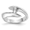 14k White Gold (Holds 1/2 carat (5.2mm) Round) Half-Bezel Bypass Solitaire Engagement Ring Mounting
