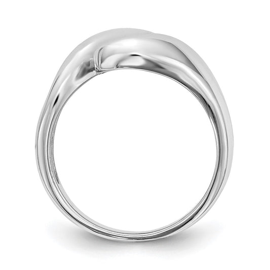 14k White Gold Peg Set Bypass Solitaire Engagement Ring Mounting