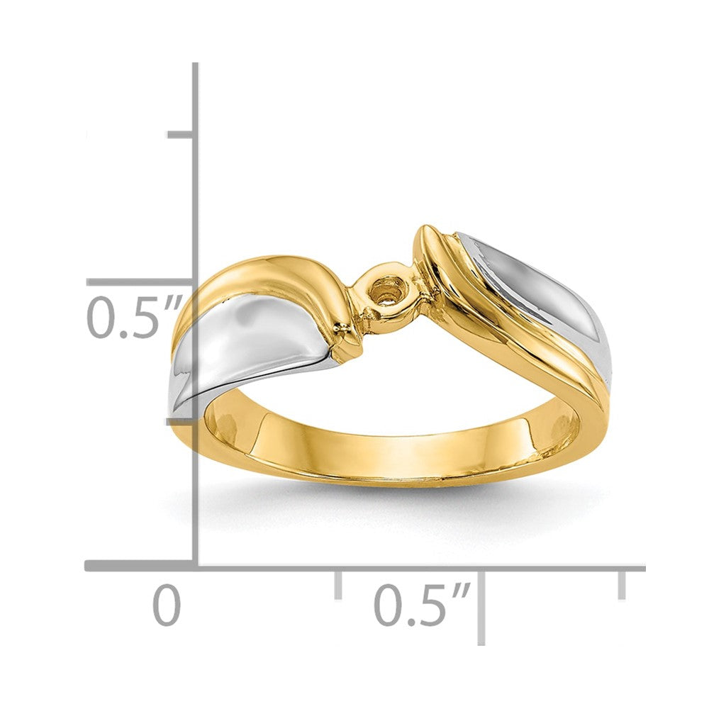14k Two-tone Peg Set Bypass Solitaire Engagement Ring Mounting
