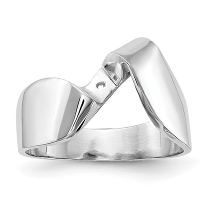 14k White Gold Peg Set Bypass Solitaire Engagement Ring Mounting