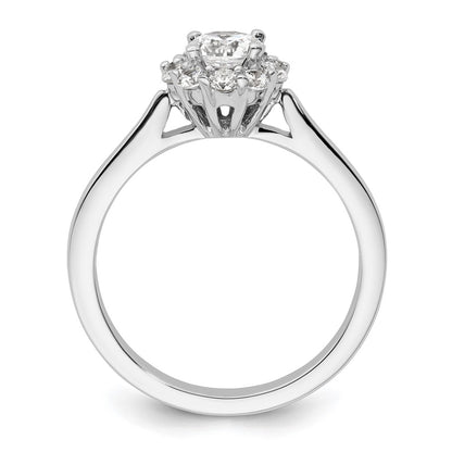 14k White Gold Halo (Holds 1/2 carat (5.2mm) Round Center ) 1/3 carat Diamond Semi-mount Engagement Ring