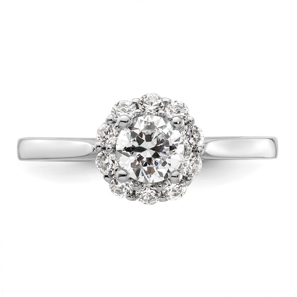 14k White Gold Halo (Holds 1/2 carat (5.2mm) Round Center ) 1/3 carat Diamond Semi-mount Engagement Ring