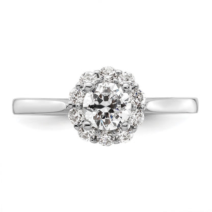 14k White Gold Halo (Holds 1/2 carat (5.2mm) Round Center ) 1/3 carat Diamond Semi-mount Engagement Ring