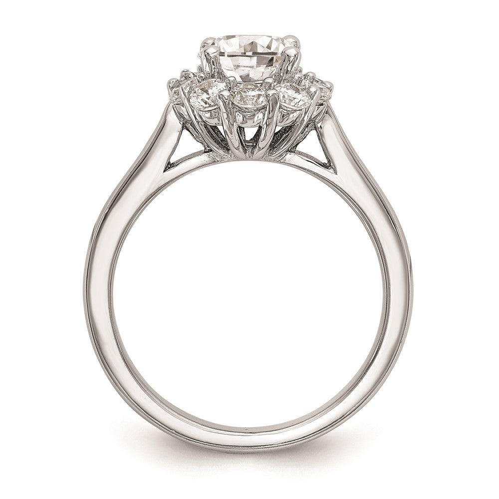 14k White Gold Halo (Holds 1 carat (6.5mm) Round Center ) Engagement Ring Mounting