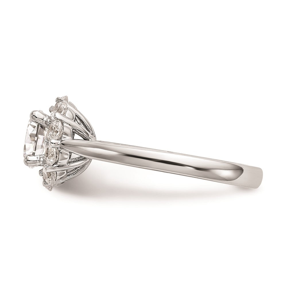 14k White Gold Halo (Holds 1 carat (6.5mm) Round Center ) Engagement Ring Mounting