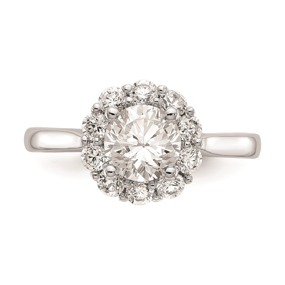 14k White Gold Halo (Holds 1 carat (6.5mm) Round Center ) Engagement Ring Mounting