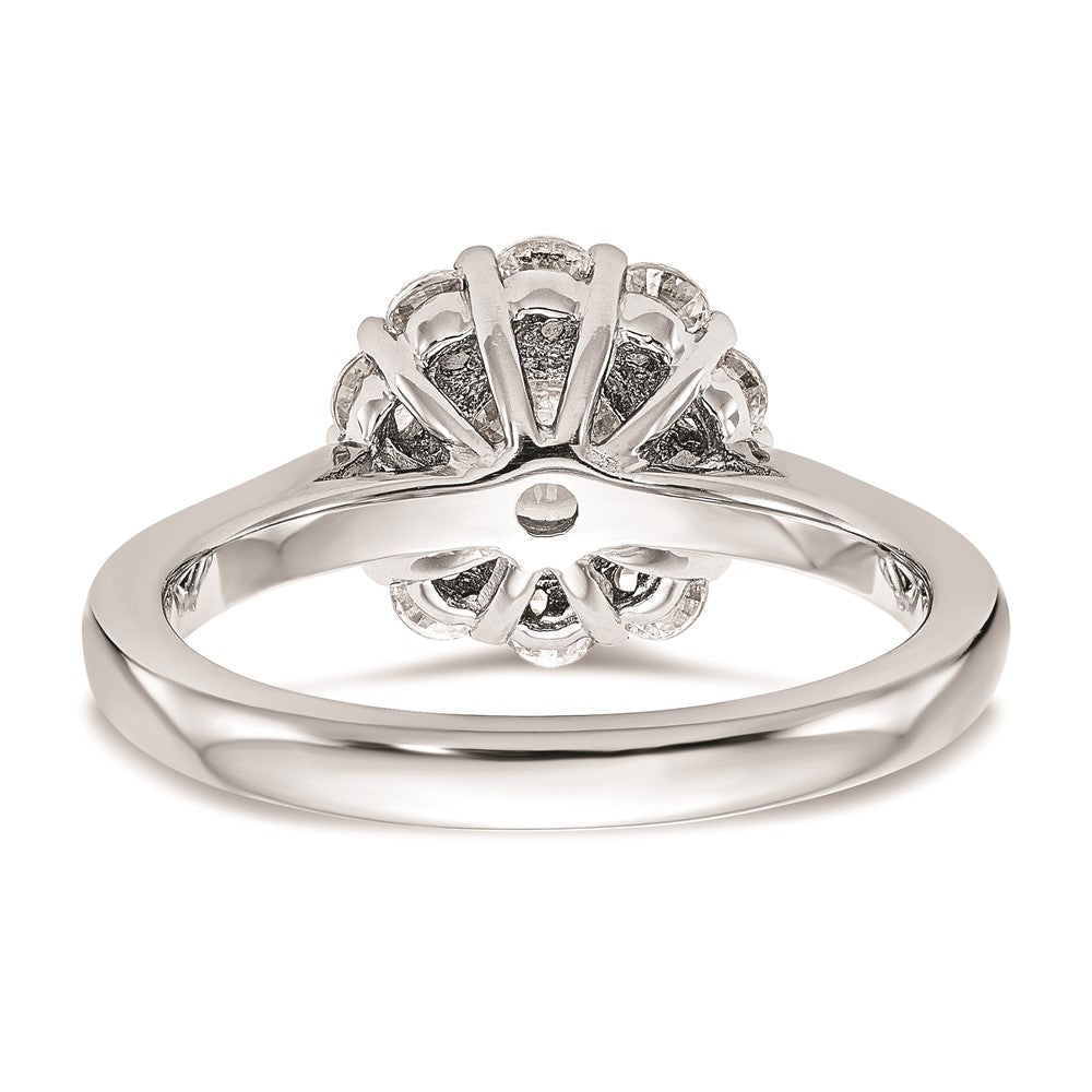14k White Gold Halo (Holds 1 carat (6.5mm) Round Center ) Engagement Ring Mounting