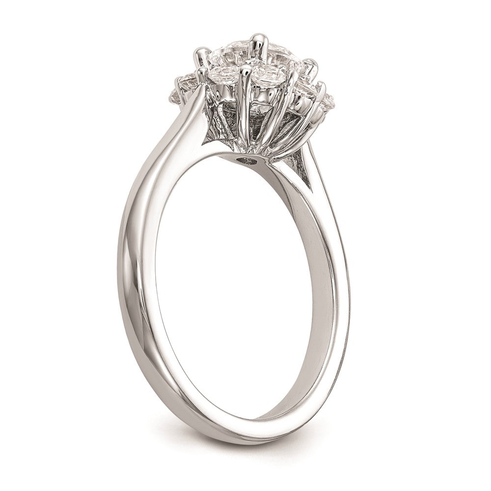 14k White Gold Halo (Holds 1 carat (6.5mm) Round Center ) Engagement Ring Mounting