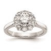 14k White Gold Halo (Holds 1 carat (6.5mm) Round Center ) Engagement Ring Mounting