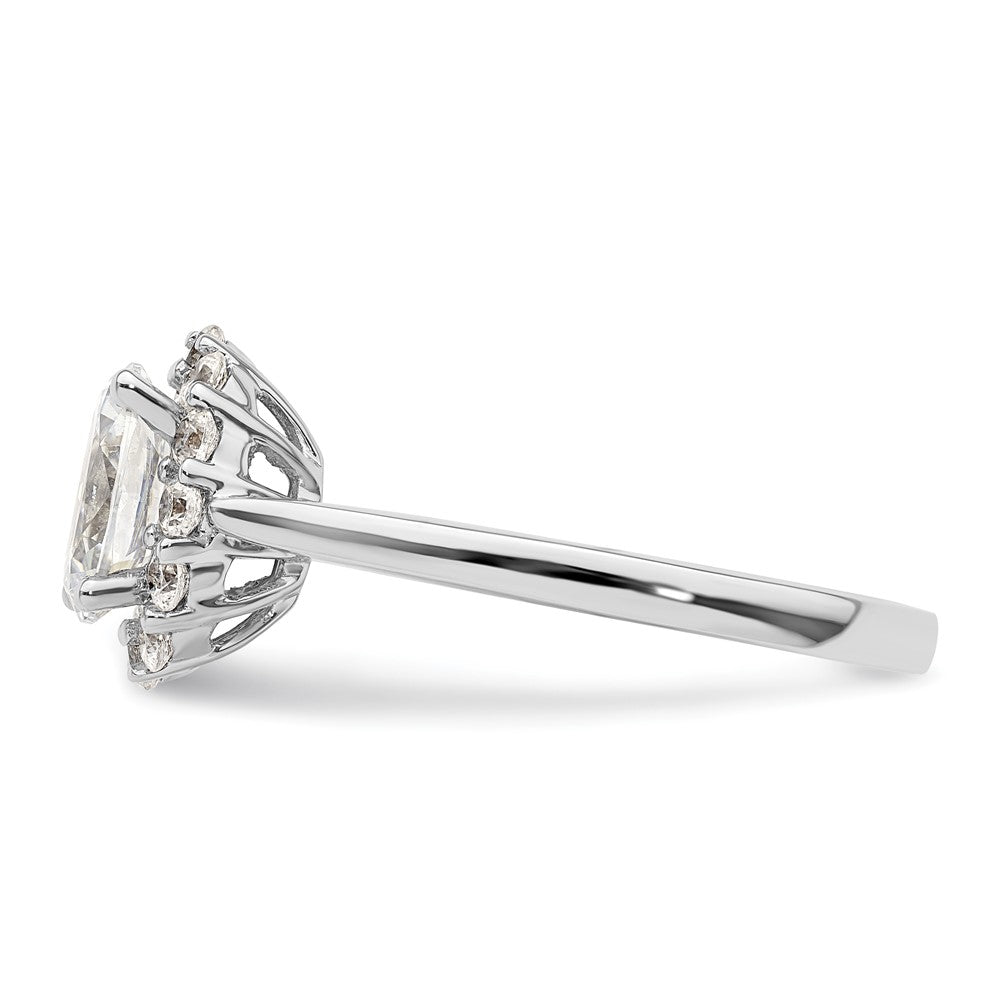 14k White Gold Halo (Holds 3/4 carat (7.5x5.0mm) Oval Center) 3/8 carat Diamond Semi-mount Engagement Ring