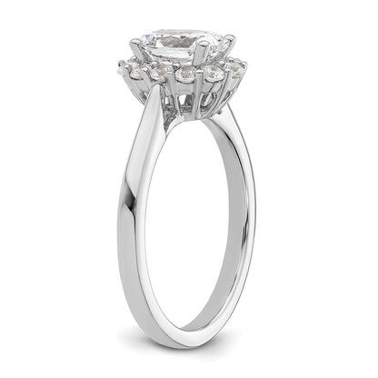 14k White Gold Halo (Holds 3/4 carat (7.5x5.0mm) Oval Center) 3/8 carat Diamond Semi-mount Engagement Ring