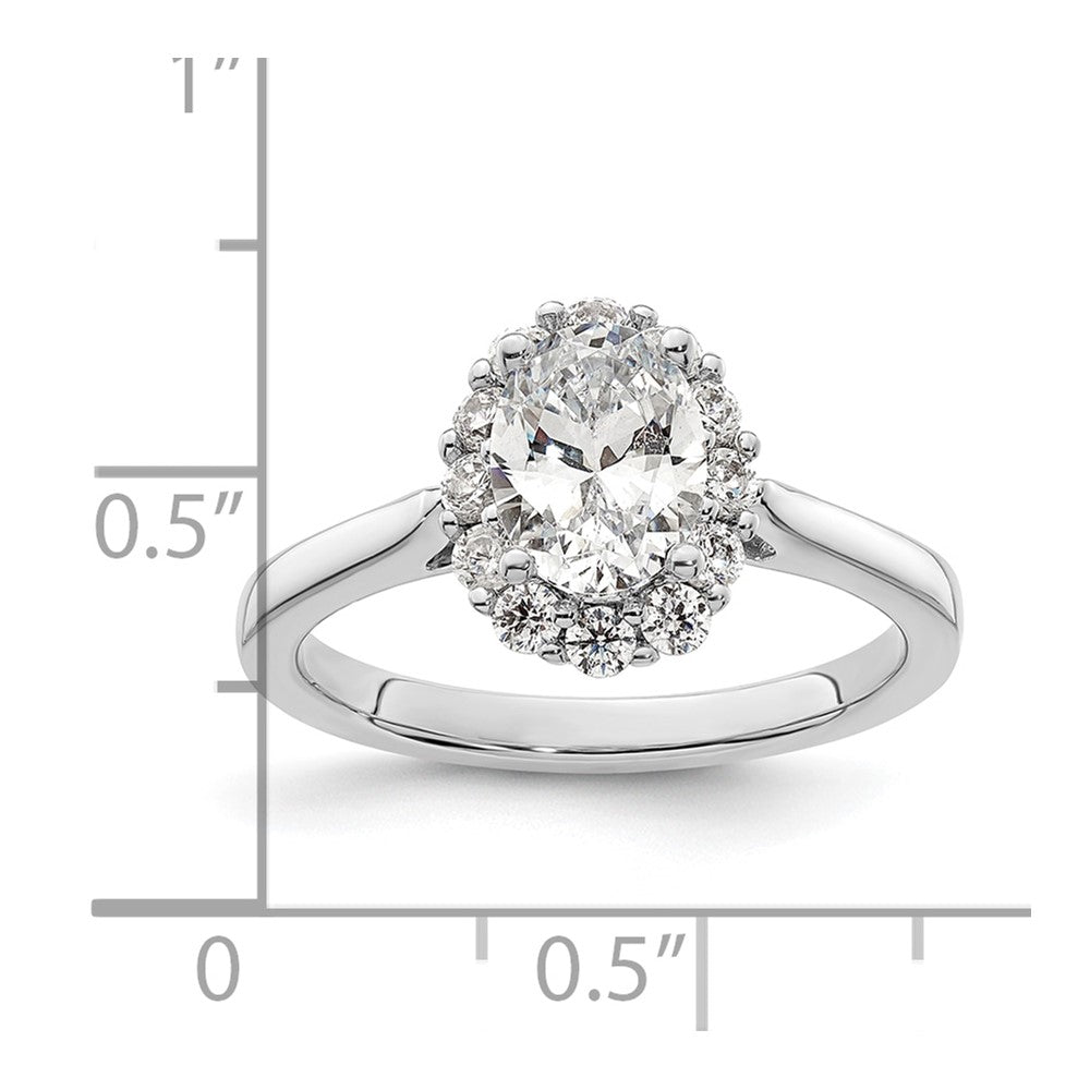 14k White Gold Halo (Holds 3/4 carat (7.5x5.0mm) Oval Center) 3/8 carat Diamond Semi-mount Engagement Ring