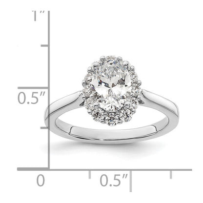 14k White Gold Halo (Holds 3/4 carat (7.5x5.0mm) Oval Center) 3/8 carat Diamond Semi-mount Engagement Ring