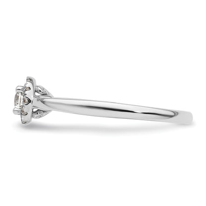 14k White Gold Halo (Holds 1/4 carat (4.00mm) Round Center) 1/8 carat Diamond Semi-mount Engagement Ring