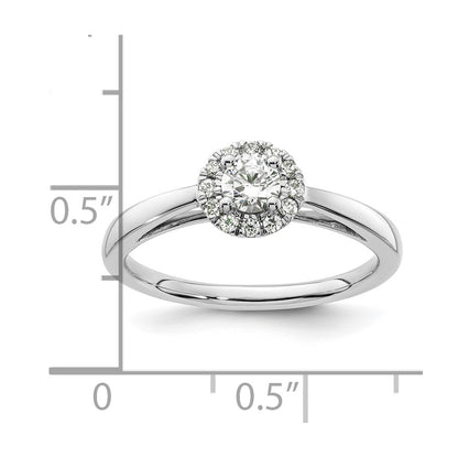 14k White Gold Halo (Holds 1/4 carat (4.00mm) Round Center) 1/8 carat Diamond Semi-mount Engagement Ring