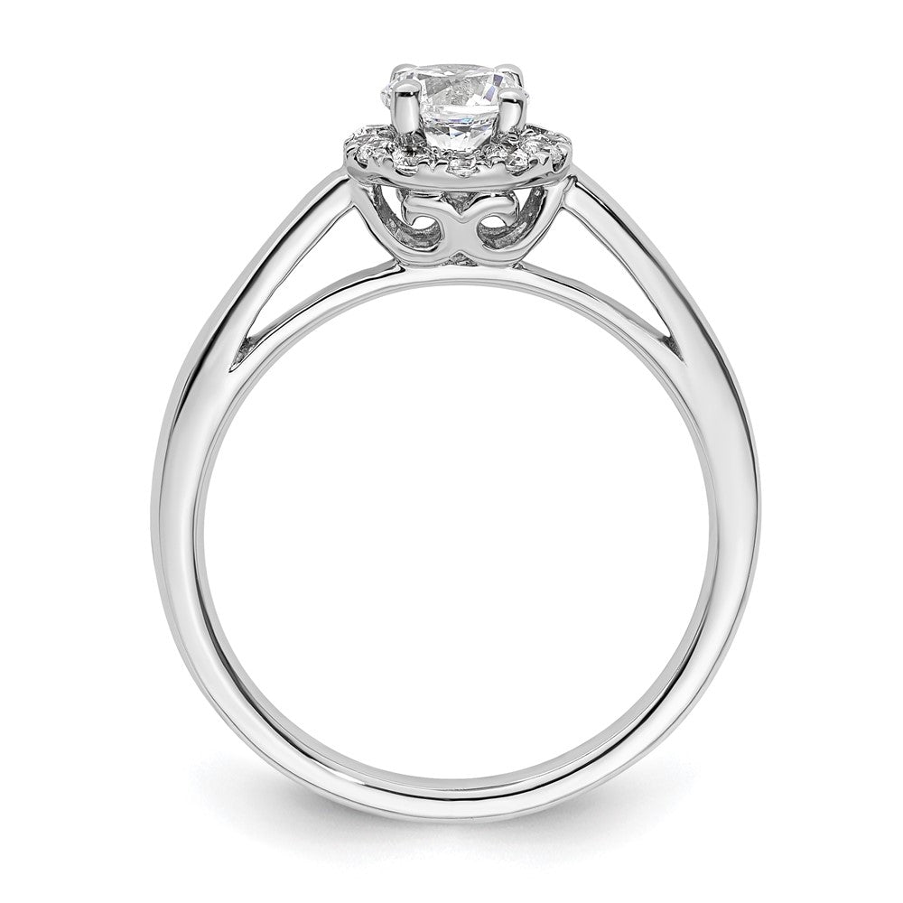 14k White Gold 1/2 carat Lab Grown Diamond VS/SI+ G+ Round Complete Halo Engagement Ring