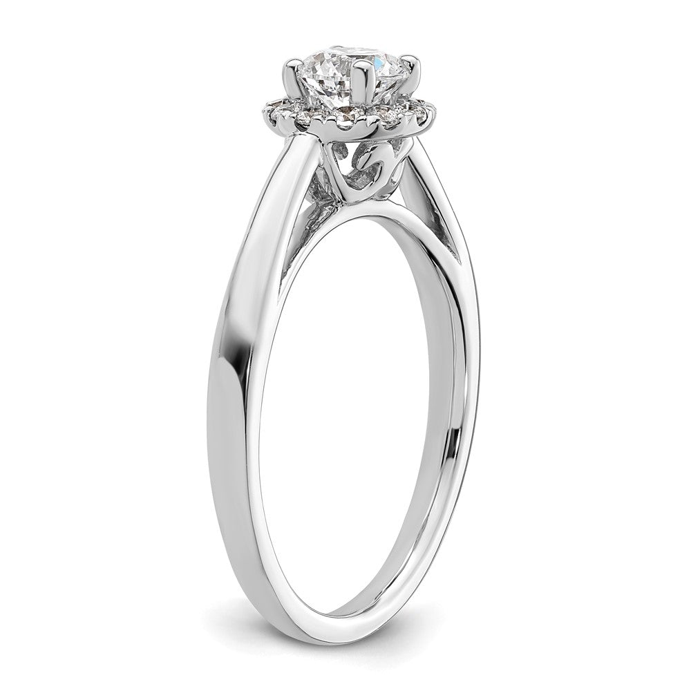 14k White Gold 1/2 carat Lab Grown Diamond VS/SI+ G+ Round Complete Halo Engagement Ring