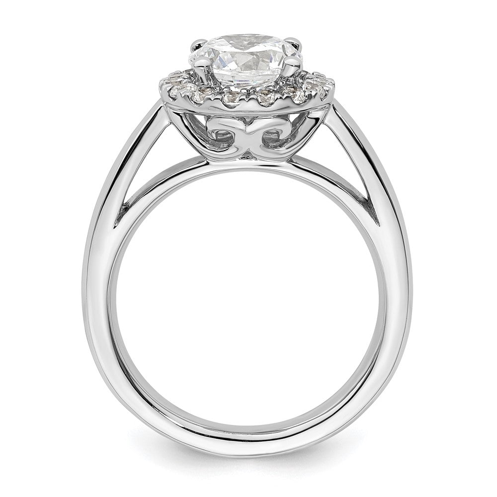 14k White Gold Halo (Holds 1.5 carat (7.5mm) Round Center) 3/8 carat Diamond Semi-mount Engagement Ring