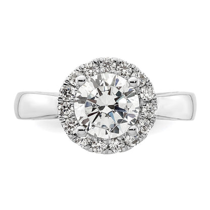 14k White Gold Halo (Holds 1.5 carat (7.5mm) Round Center) 3/8 carat Diamond Semi-mount Engagement Ring