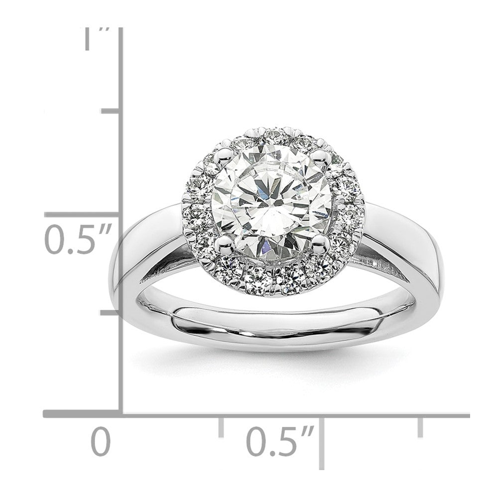 14k White Gold Halo (Holds 1.5 carat (7.5mm) Round Center) 3/8 carat Diamond Semi-mount Engagement Ring