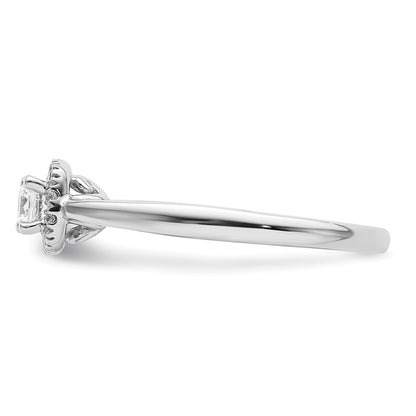 14k White Gold Halo (Holds 1/5 carat (3.8mm) Round Center) 1/8 carat Diamond Semi-mount Engagement Ring