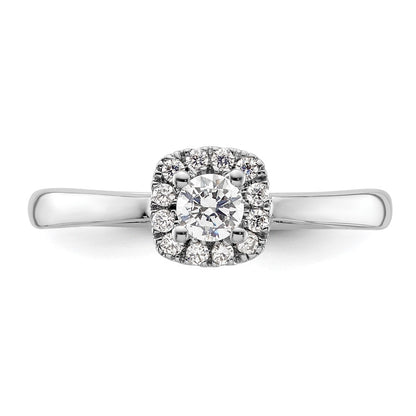 14k White Gold Halo (Holds 1/5 carat (3.8mm) Round Center) 1/8 carat Diamond Semi-mount Engagement Ring