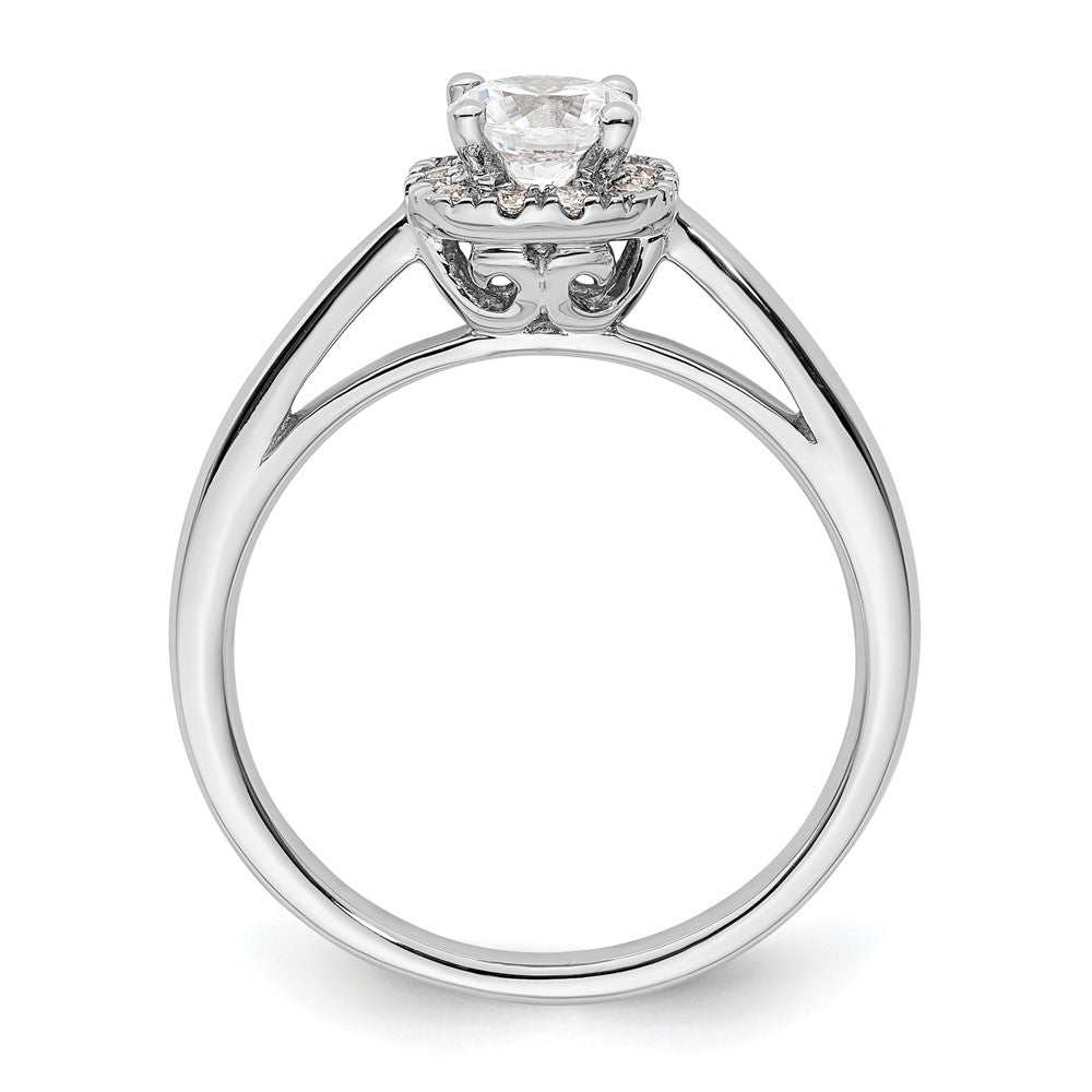 14k White Gold Halo (Holds 1/2 carat (5.2mm) Round Center) 1/8 carat Diamond Semi-mount Engagement Ring