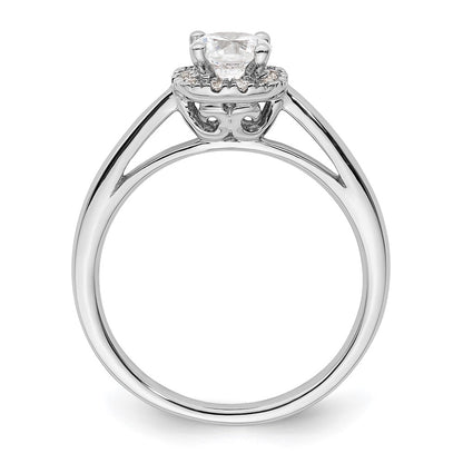 14k White Gold Halo (Holds 1/2 carat (5.2mm) Round Center) 1/8 carat Diamond Semi-mount Engagement Ring