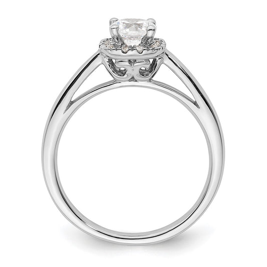14k White Gold Halo (Holds 1/2 carat (5.2mm) Round Center) 1/8 carat Diamond Semi-mount Engagement Ring