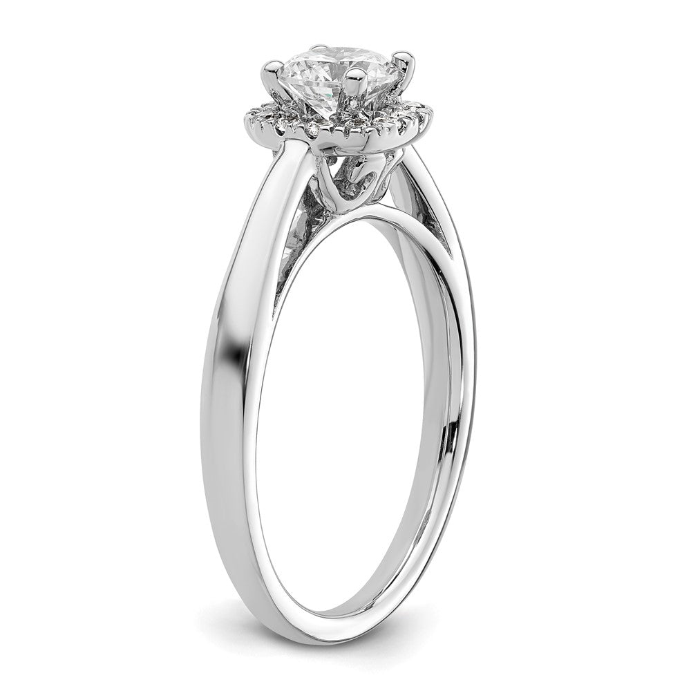 14k White Gold Halo (Holds 1/2 carat (5.2mm) Round Center) 1/8 carat Diamond Semi-mount Engagement Ring