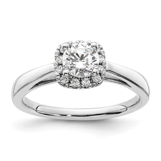 14k White Gold Halo (Holds 1/2 carat (5.2mm) Round Center) 1/8 carat Diamond Semi-mount Engagement Ring