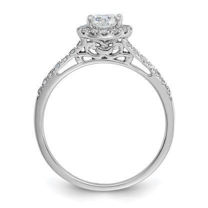 14k White Gold Halo (Holds 1/2 carat (5.2mm) Round Center) 1/4 carat Diamond Semi-mount Engagement Ring