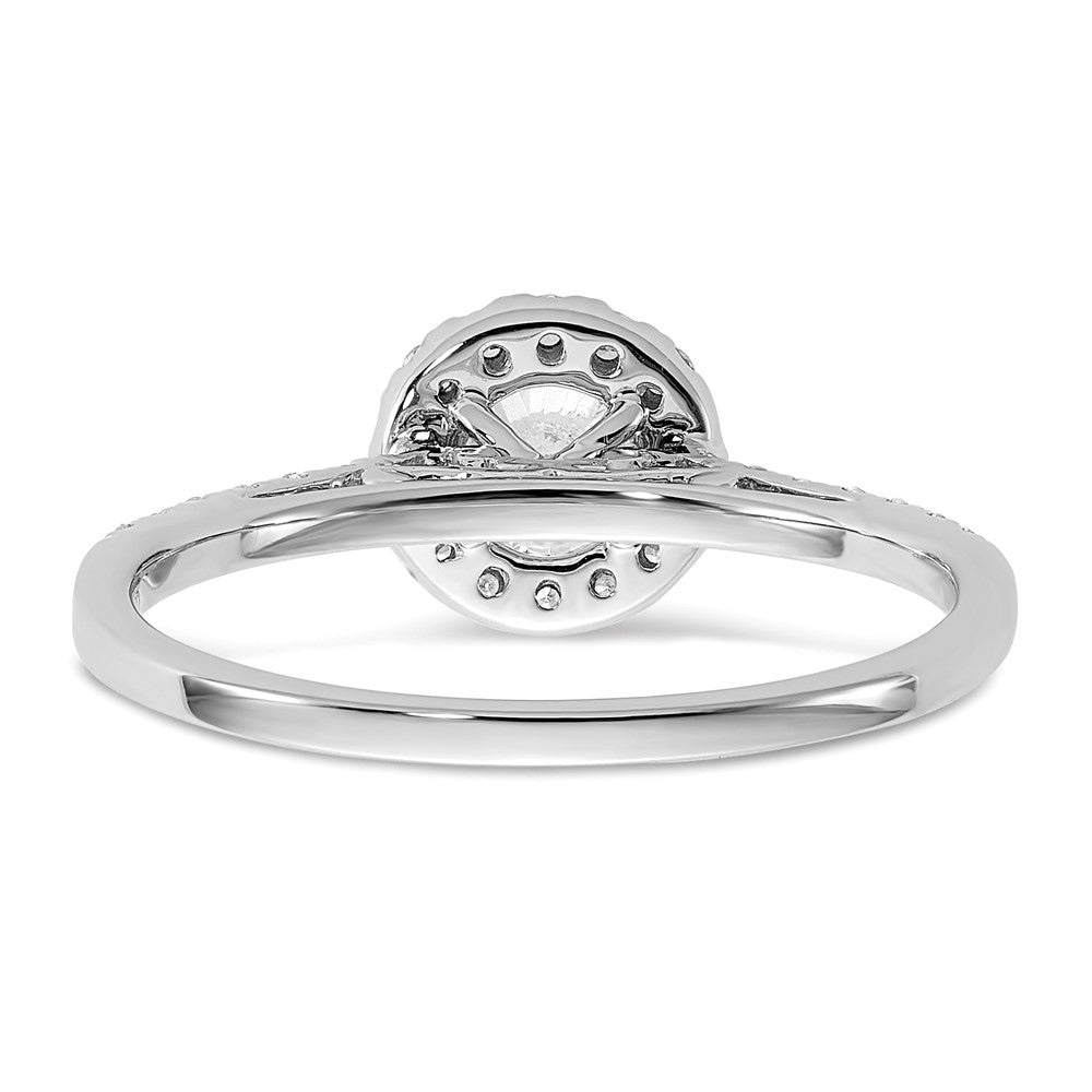 14k White Gold Halo (Holds 1/2 carat (5.2mm) Round Center) 1/4 carat Diamond Semi-mount Engagement Ring