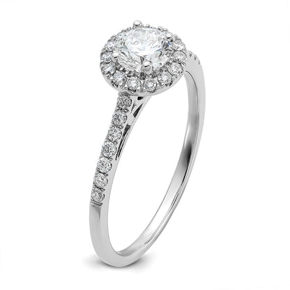14k White Gold 3/4 carat Lab Grown Diamond VS/SI+ G+ Complete Size 9 Halo Engagement Ring